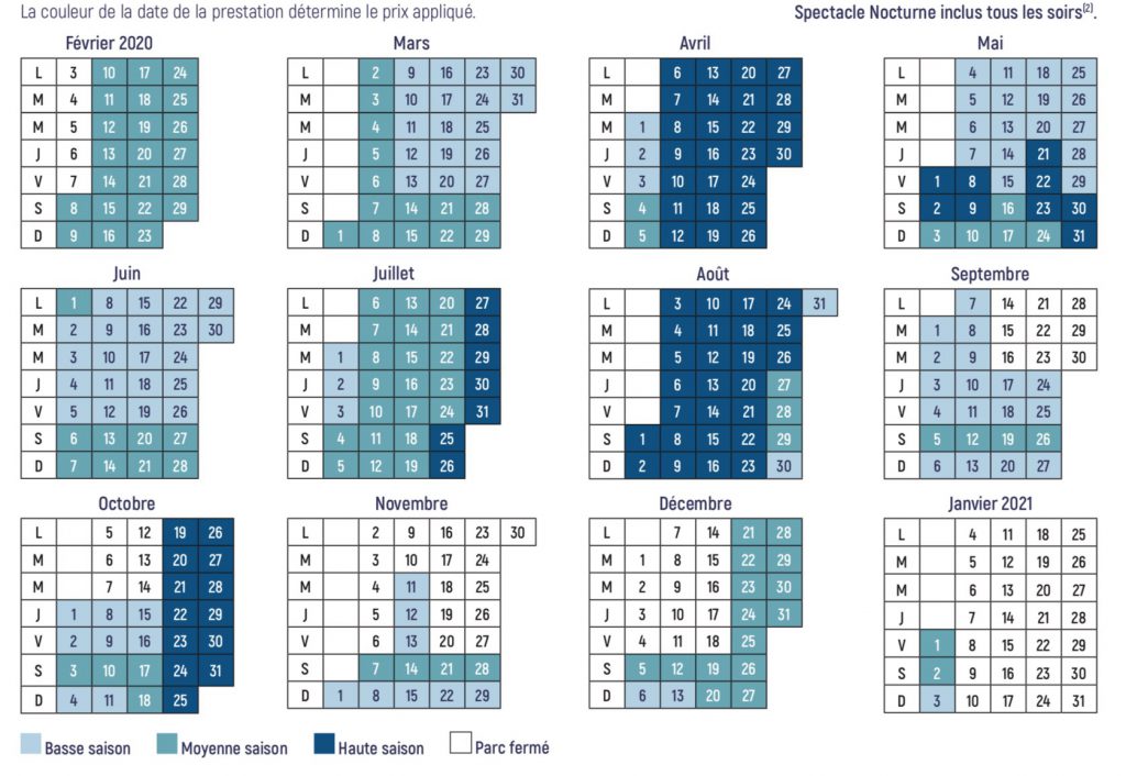 Dates d'ouvertures et horaires Futuroscope 2020 et 2021