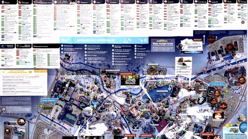 Plan parc Europa Park liste attractions