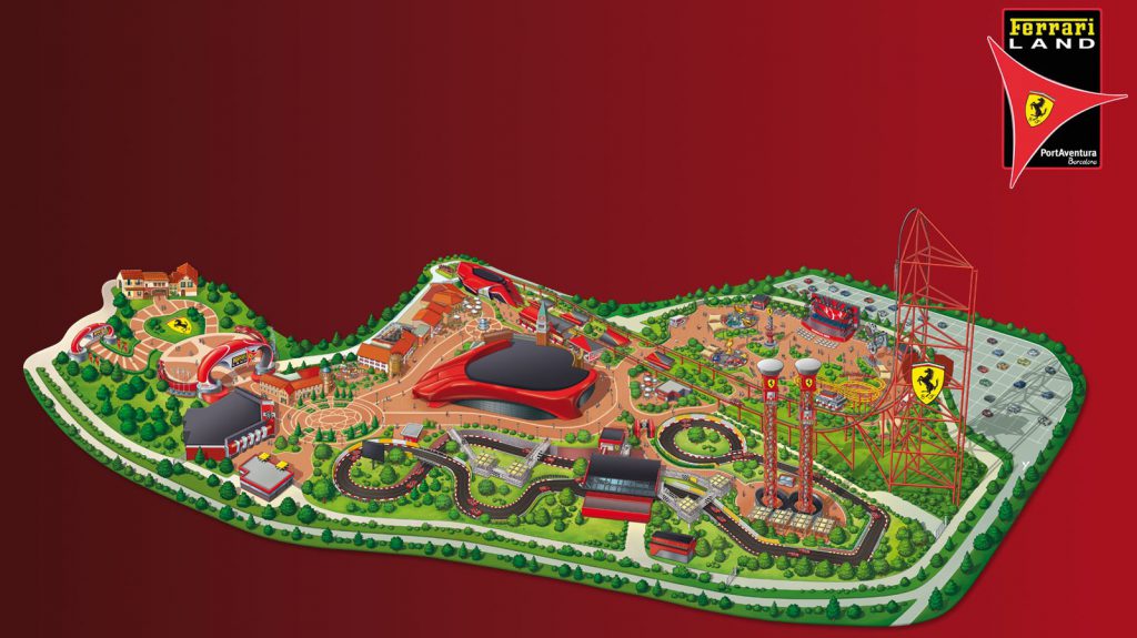 plan parc Ferrari Land et attractions