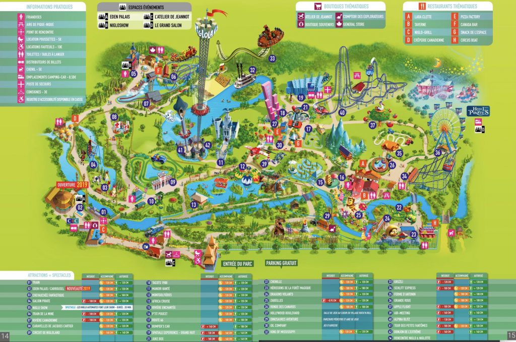 plan nigloland et attractions, restaurants