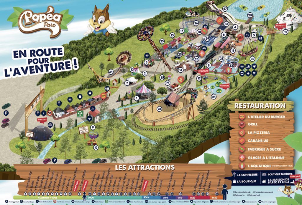 Plan attractions Papea Parc