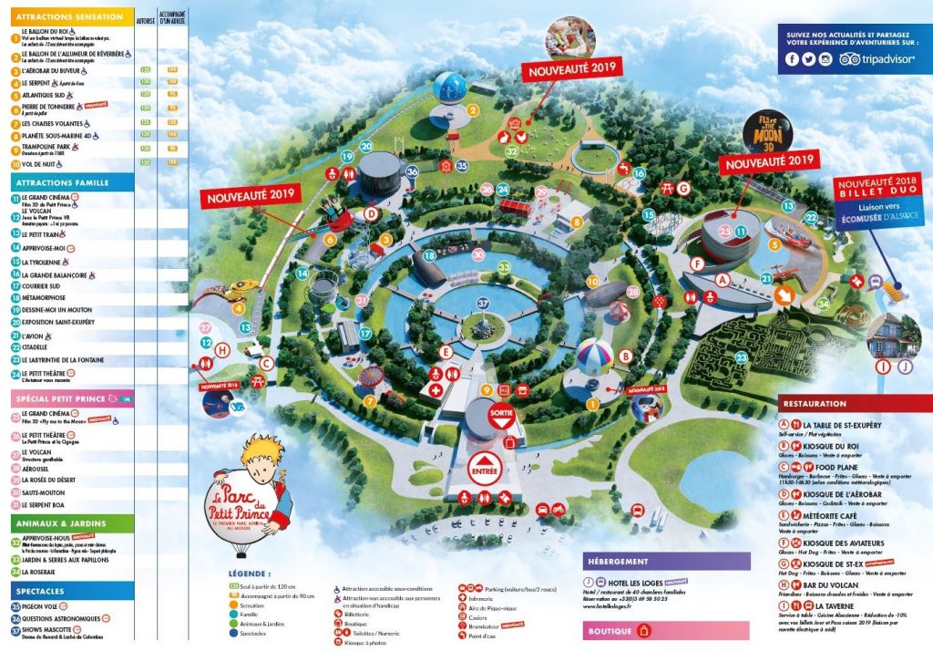 Plan Parc du Petit Prince et liste attractions