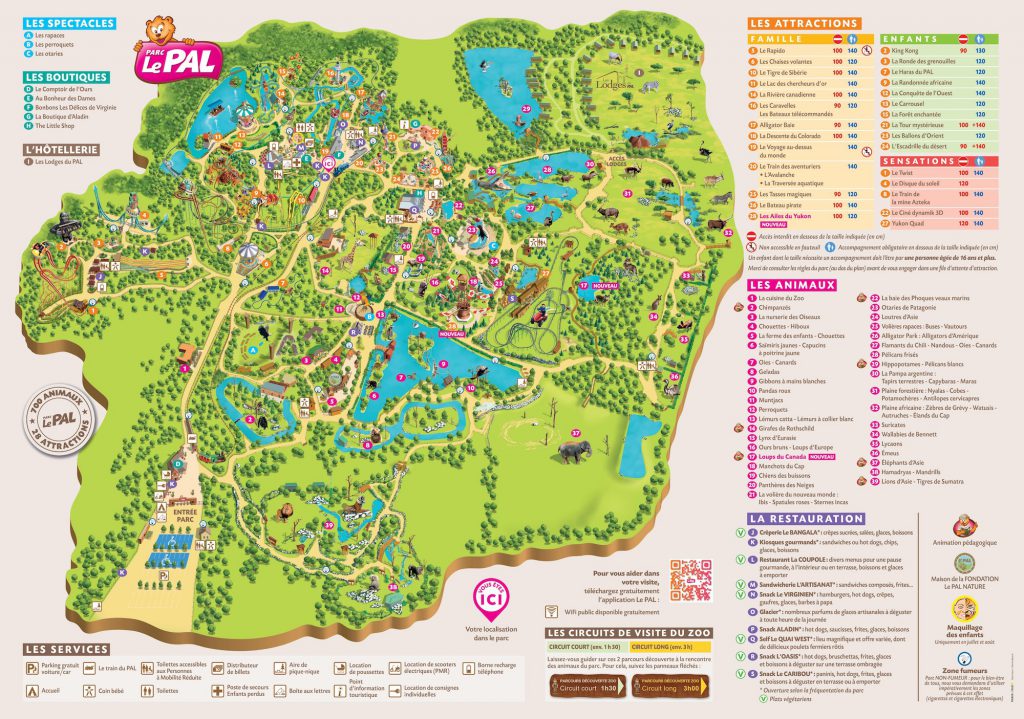 Plan des attractions du parc Le Pal 