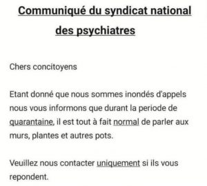 blague des problemes psychiatriques confinement