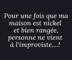 blague maison bien rangée et propre, personne pour venir à l'improviste