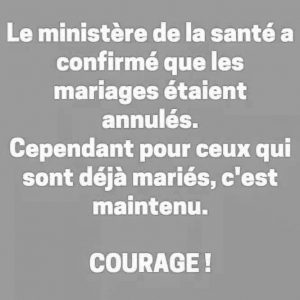 mariage annulé cause confinement blague et humour meme lol