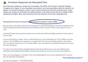 Quelle date reouverture parc euro disney land paris