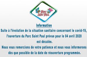 date re ouverture parc saint-paul 2020