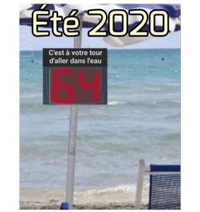 pour cet été, l'accès aux plages sera sans doute compliqué ... Un compteur sur ce montage photo meme coronavirus covid