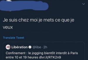 jogging interdit m'en fous je mets ce que je veux blague covid-19