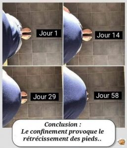 le confinement fait rétrécir les pieds d'après cette photo blague