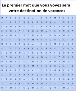 prochaine destination de vacances , a trouver dans la grille