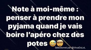 blague coronavirus couvre feu : penser à prendre pyjama quand je vais chez des potes le soir