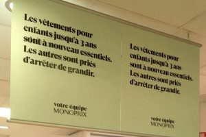 humour affiche monoprix sur confinement covid &ere nécessité