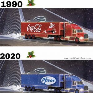 Noel dans les années 90 vs Noël 2020 ... photo camion Coca-Cola / camion Pfizer humour