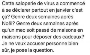 blague covid sur le pere noel qui aurait transmis le covid ? 