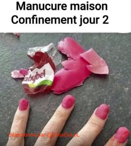 blague confinement marrante pour s'occuper pendant le confinement, les ongles manucurés en babybel