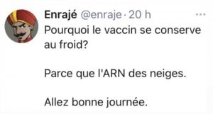 blague covid vaccin au froid car ARN des neiges