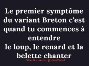 Premier symptôme du variant breton : quand tu commences à entendre le loup, le renard et la belette chanter …