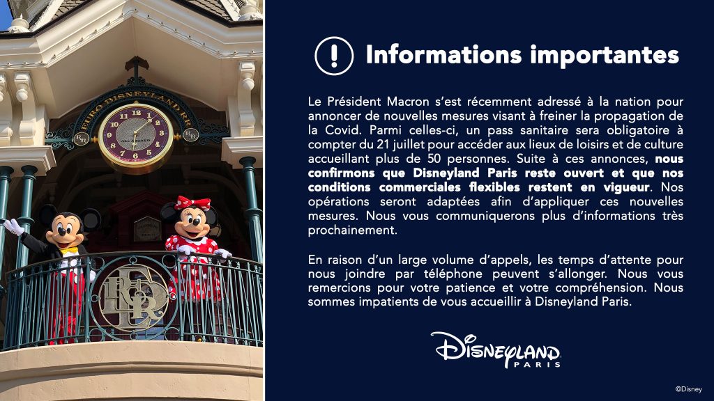 pass sanitaire obligatoire et visite Disneyland