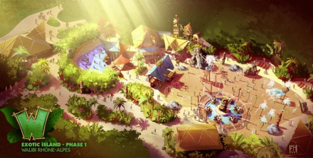 Schema exotic island phase 1 nouveauté 2022 à Walibi Rhône-alpes 