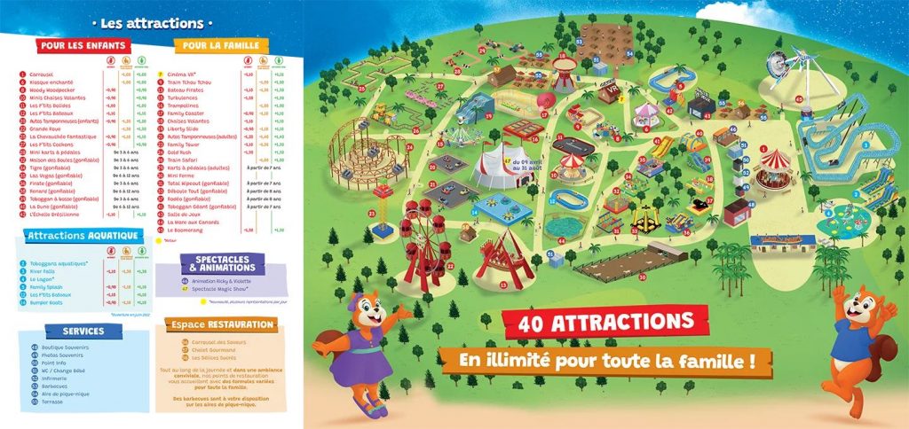 Plan Family Park - liste attractions 