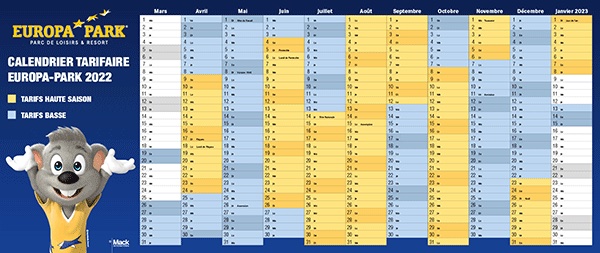 calendrier liste jour ouverture europa park 2022