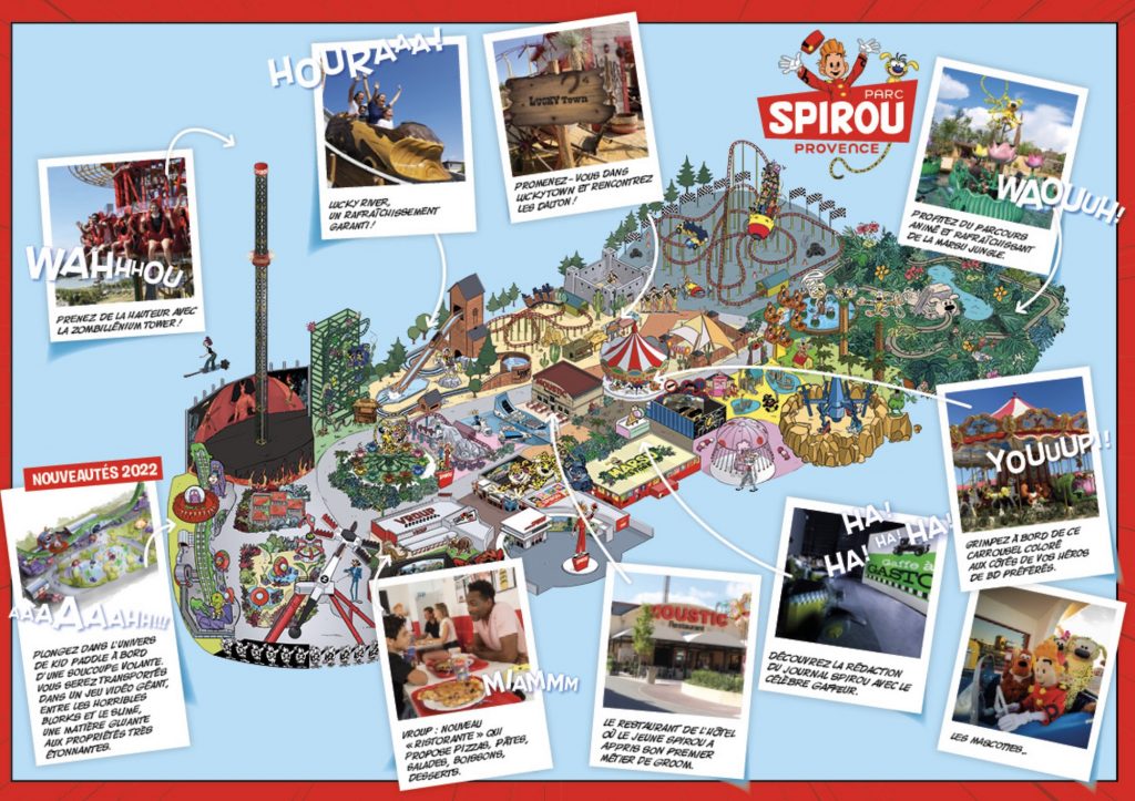 Plan parc spirou et liste des attractions