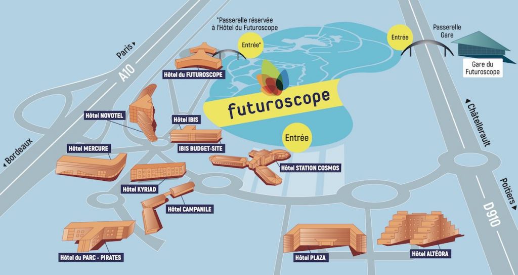 plan des hotels autour du futuroscvope pour choisir meilleur hotal