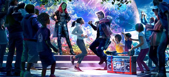 danser avec star-lord et Gamora des gardiens de la galaxie à disneyland paris