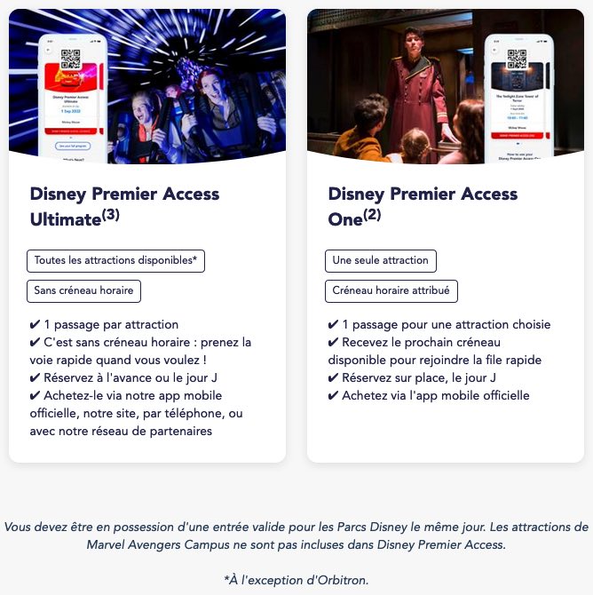 quelle différence entre Disney Premier Access One et Ultimate le pass rapide Disneyland