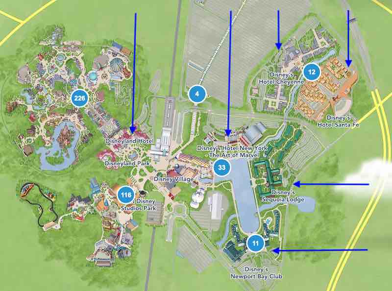 plan hôtels Disneyland Paris 