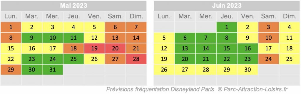 meilleure date pour visiter Disneyland Paris en mai et juin 2023