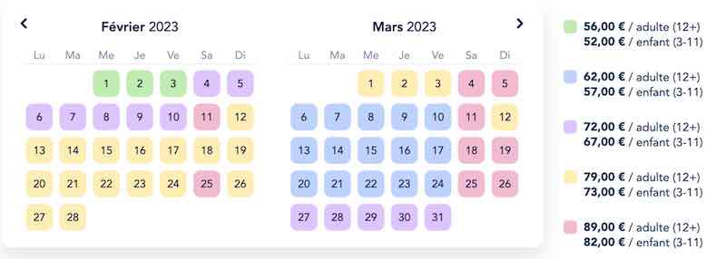 calendrier meilleur jour visite disneyland paris février ouvert