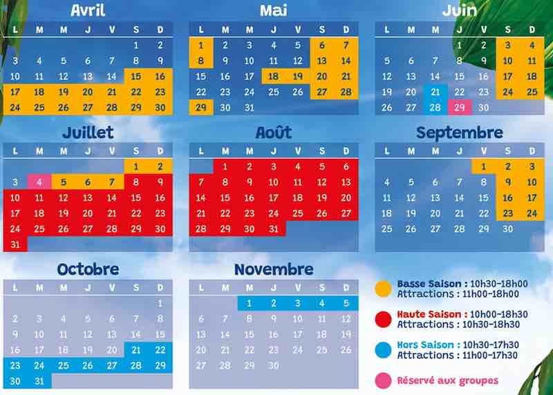 Calendrier ouverture Family Park 2023