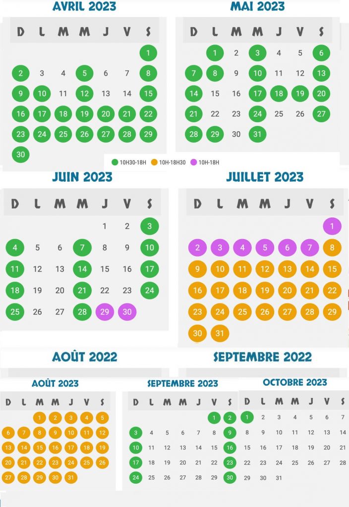 calendrier jour ouverture festyland 2023