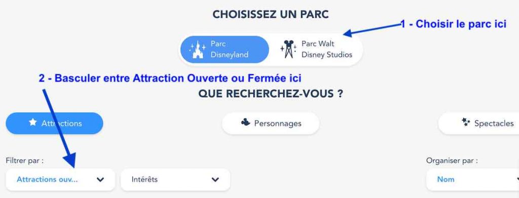 Comment savoir quelle attraction ouverte ou fermée Disneyland