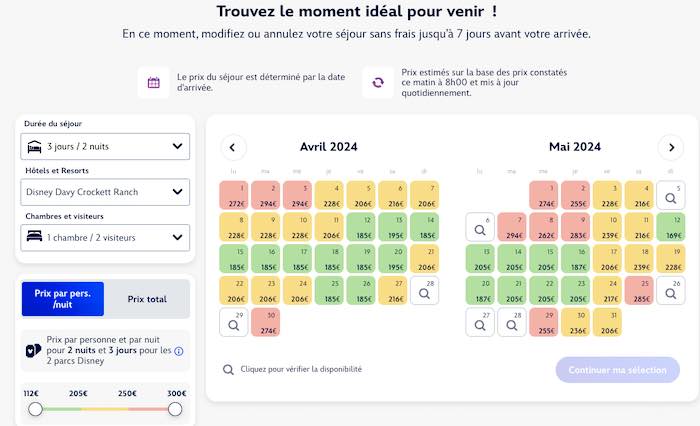 prix et tarif nuit hotel disneyland paris printemps 2024