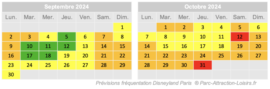 prévision affluence Disney septembre et octobre halloween 2024