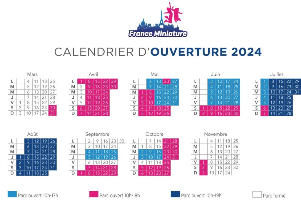 calendrier d'ouverture France miniature : horaire jour par jour et fréquentation affluence