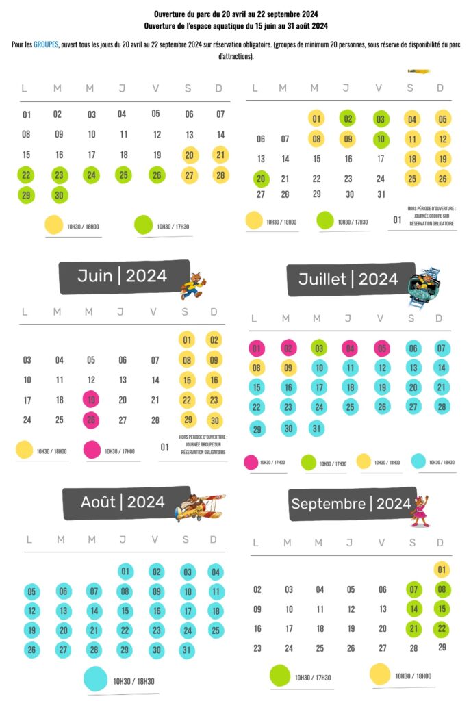 Calendrier d'ouverture parc Ange Michel 2024 -jour et horaire d'ouverture fréquentation et affluence
