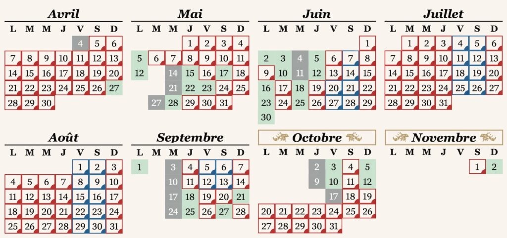 calendrier affluence Puy du Fou 2025 : prévision fréquentation jour par jour mois par mois