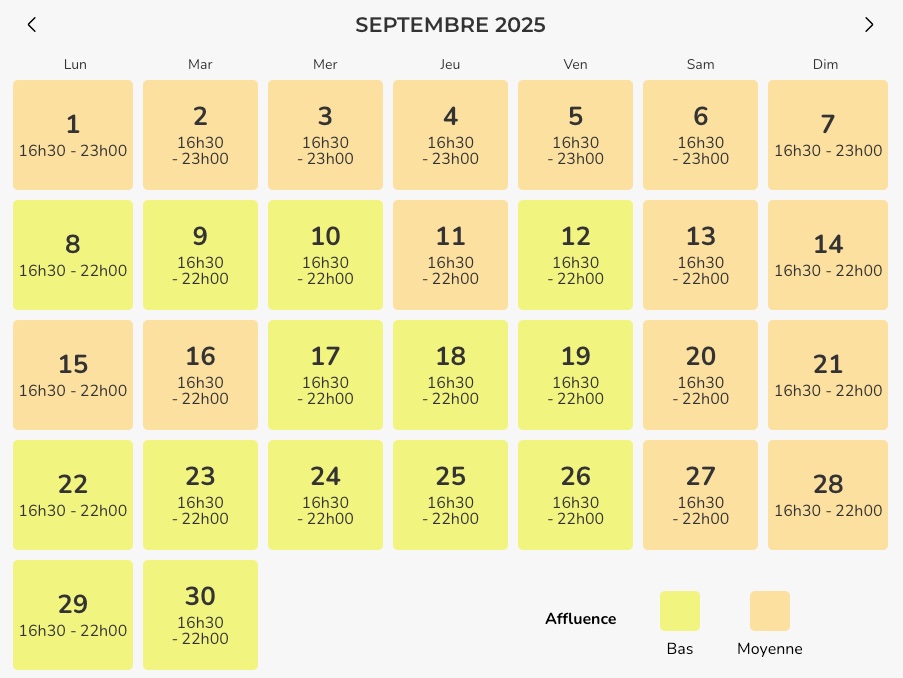 Prévision d'Affluence Ferrari Land septembre 2025