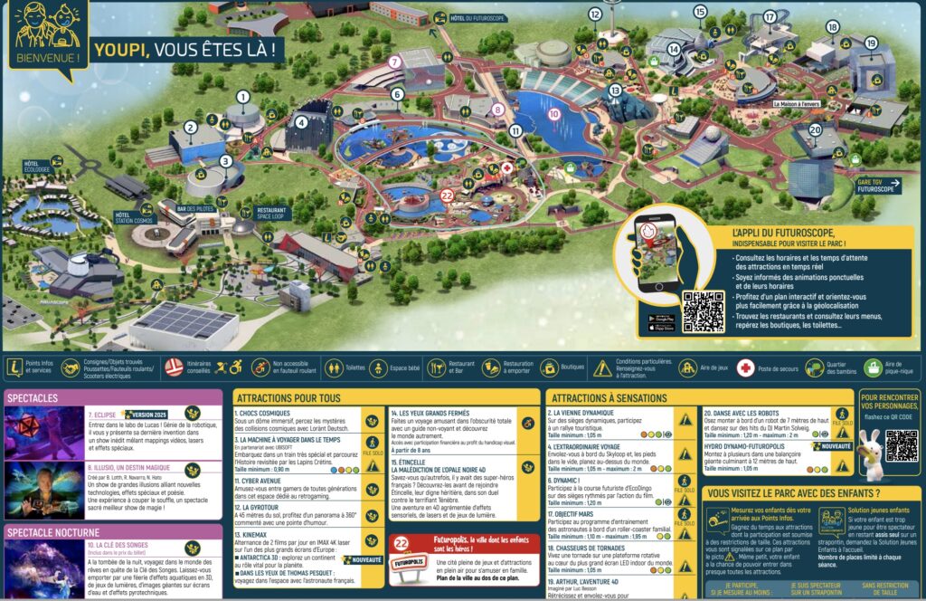 plan de visite du Futuroscope : attractions et spectacles