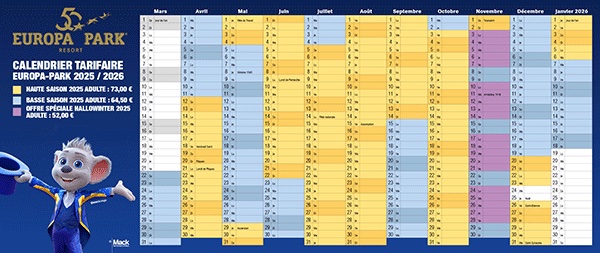 calendrier date ouverture Europa-Park et affluence 