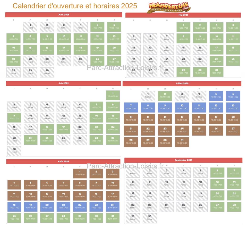 Calendrier d'ouverture, horaire et affluence Fraispertuis City 2025