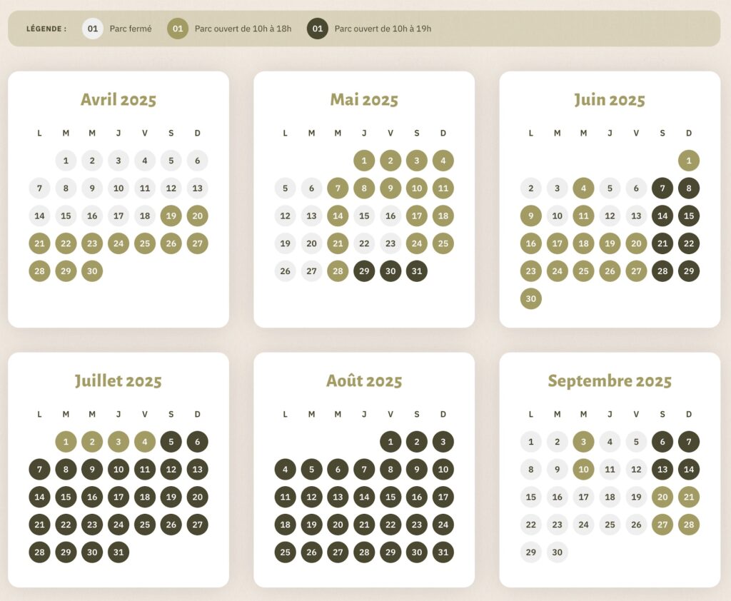calendrier d'ouverture, horaire affluence et fréquentation Le Pal 2025