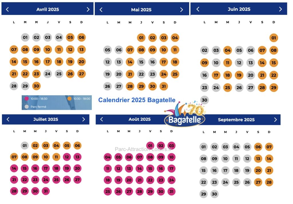 Calendrier d'ouverture Parc Bagatelle 2025 affluence