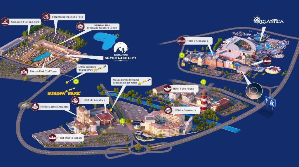 plan et carte des hotels près d'Europa Park avec distance