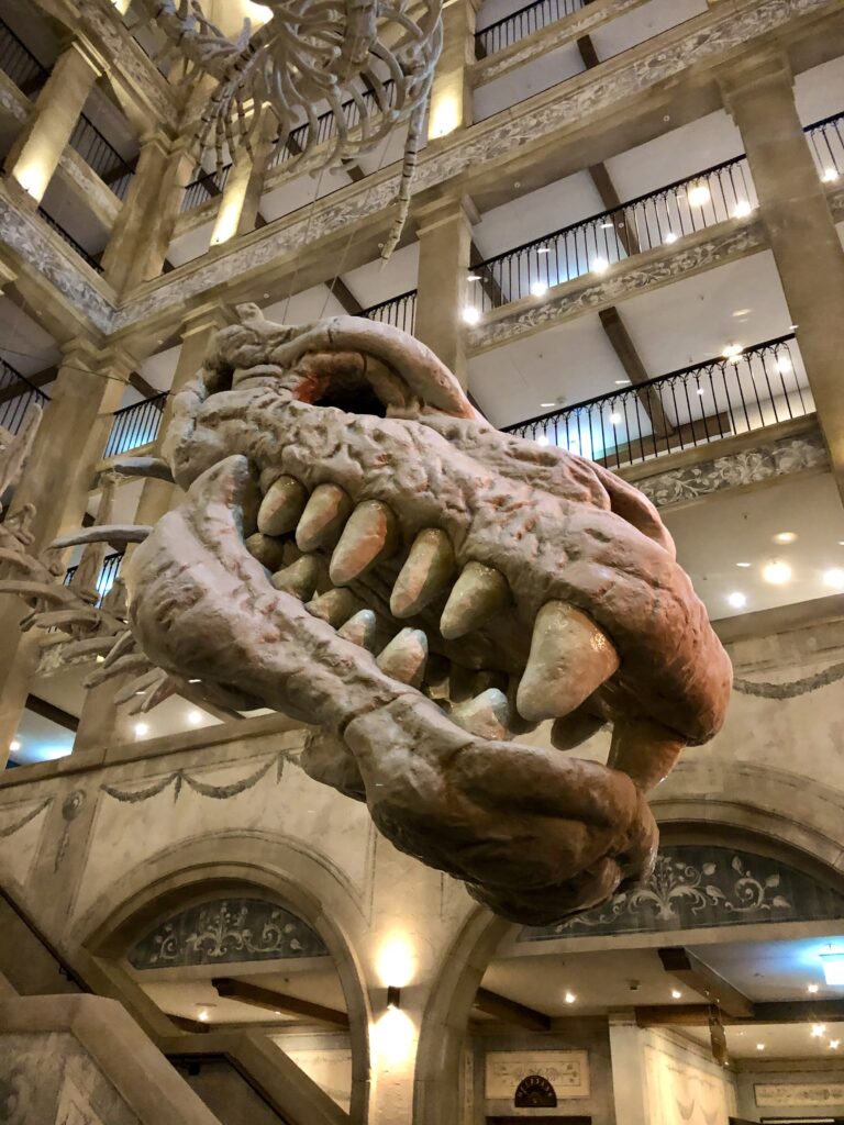 Dinosaure dans l'hotel Kronasar du parc aquatique Rulantica à Europaprc